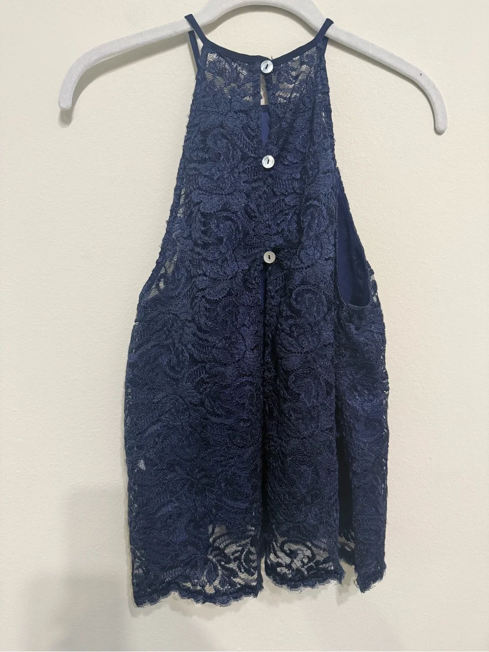 Show Me Your MuMu Navy Crochet Halter Tank